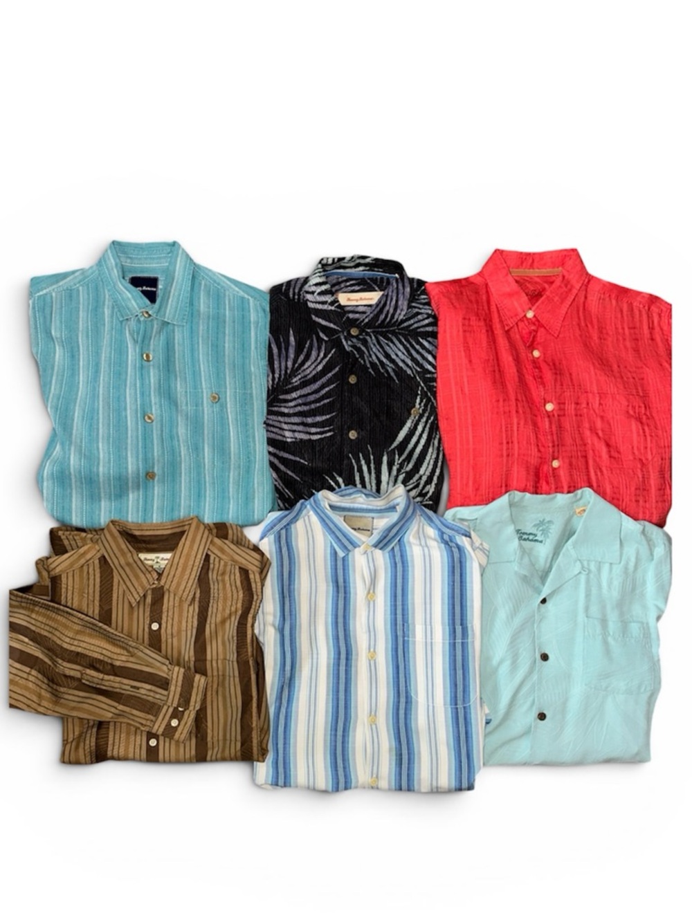 Tommy Bahama Medium Silk Linen Cotton Button Up Shirt Lot Of 6
